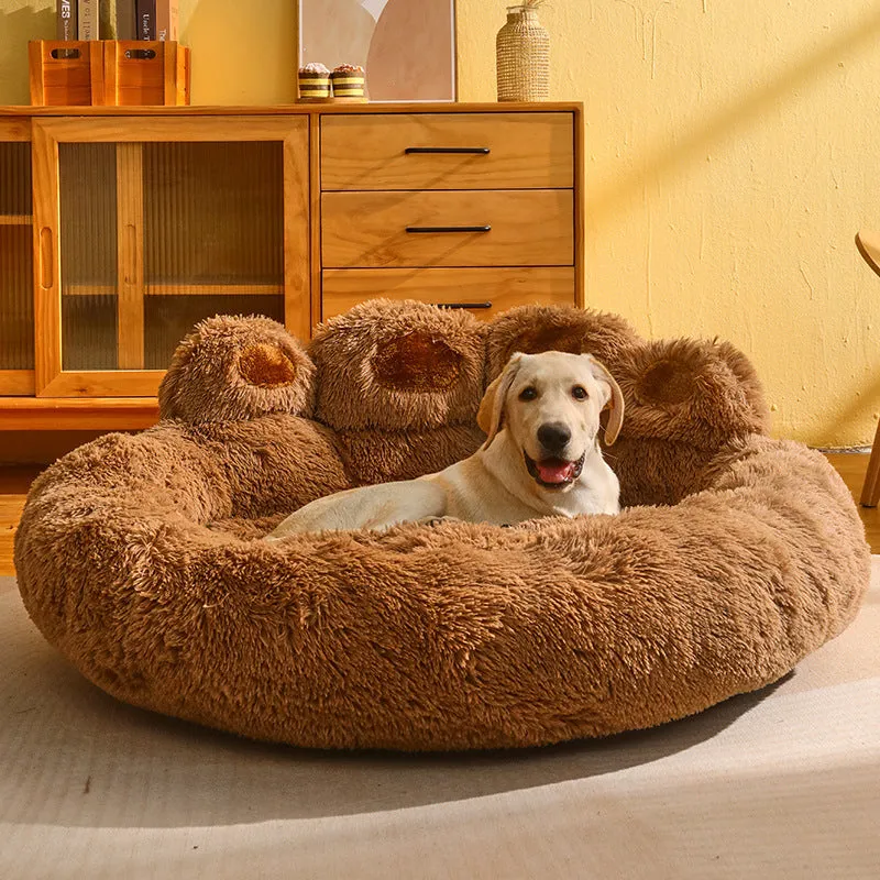 Round Plush Soft Warm Bear Pet Bed