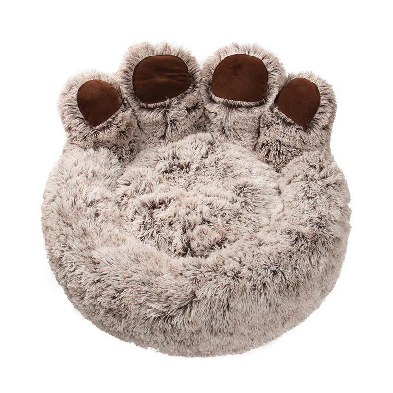 Round Plush Soft Warm Bear Pet Bed