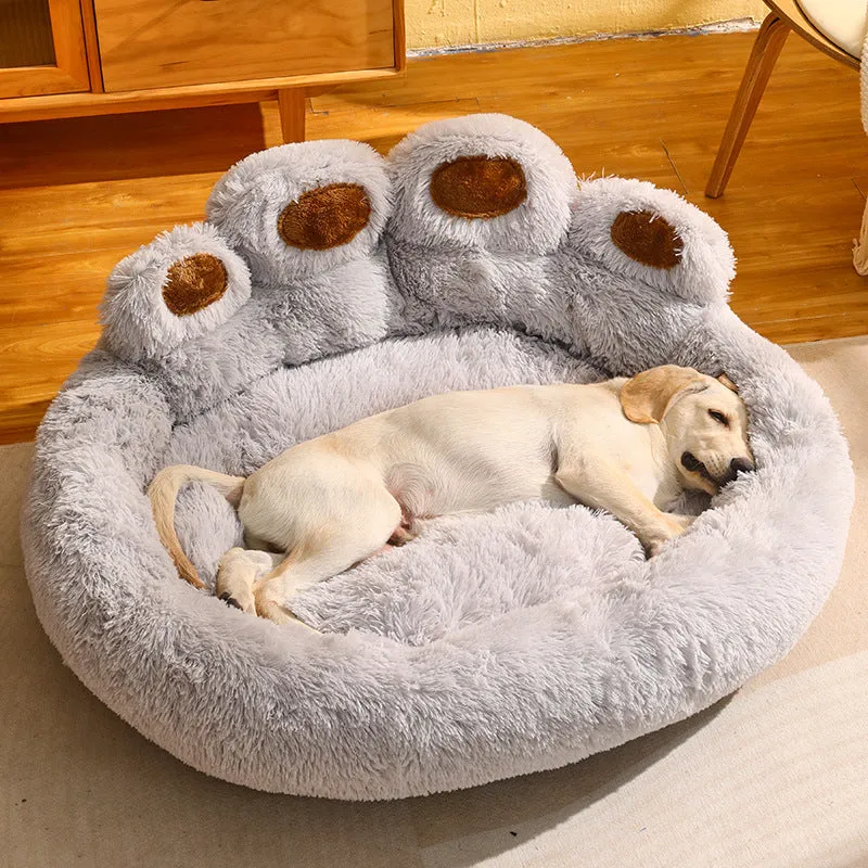 Round Plush Soft Warm Bear Pet Bed