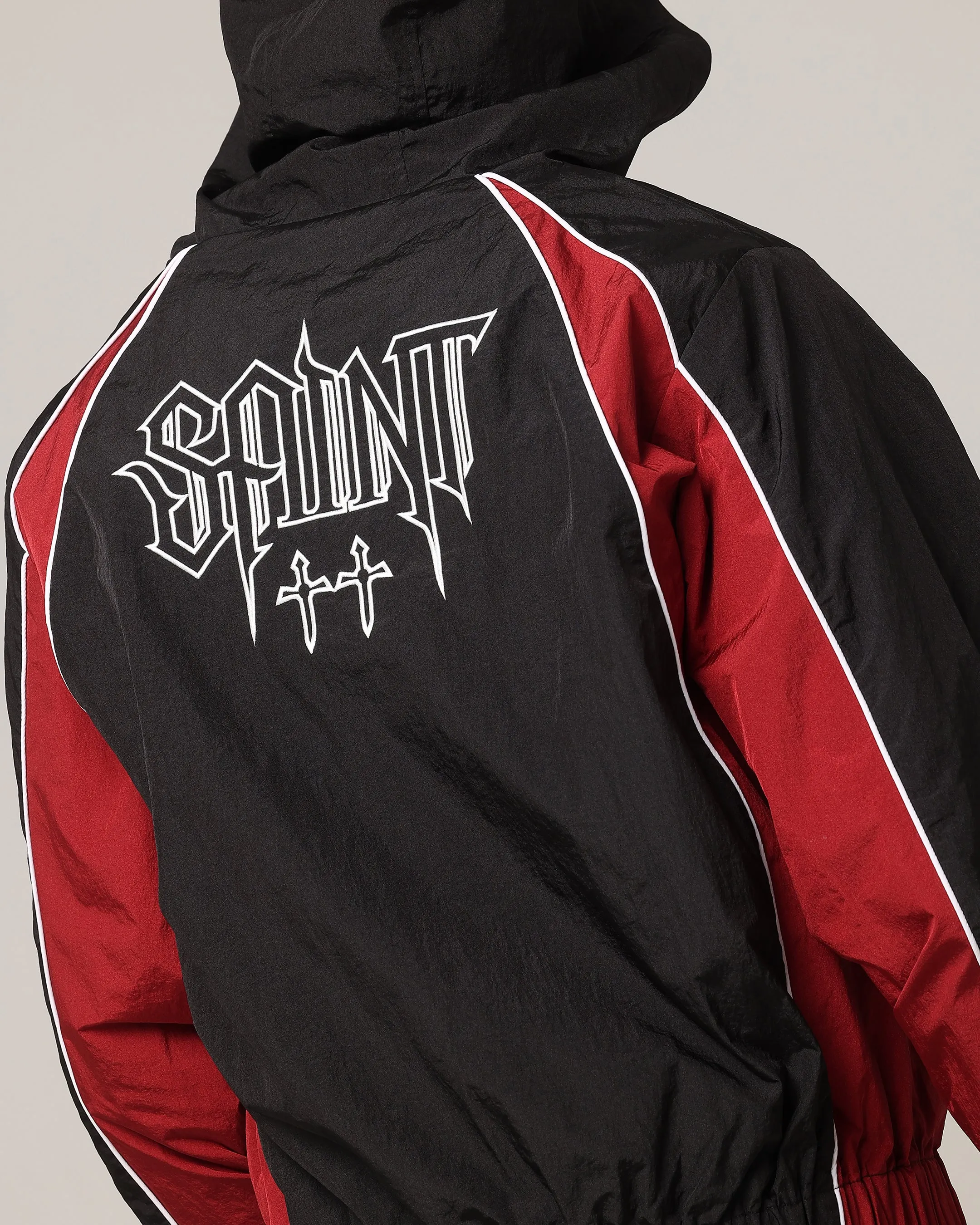 Saint Morta Boundary Windbreaker Jacket Black/Burgundy