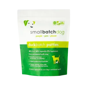 Small Batch Duck Frozen Raw Dog Food Patties, 18 lbs