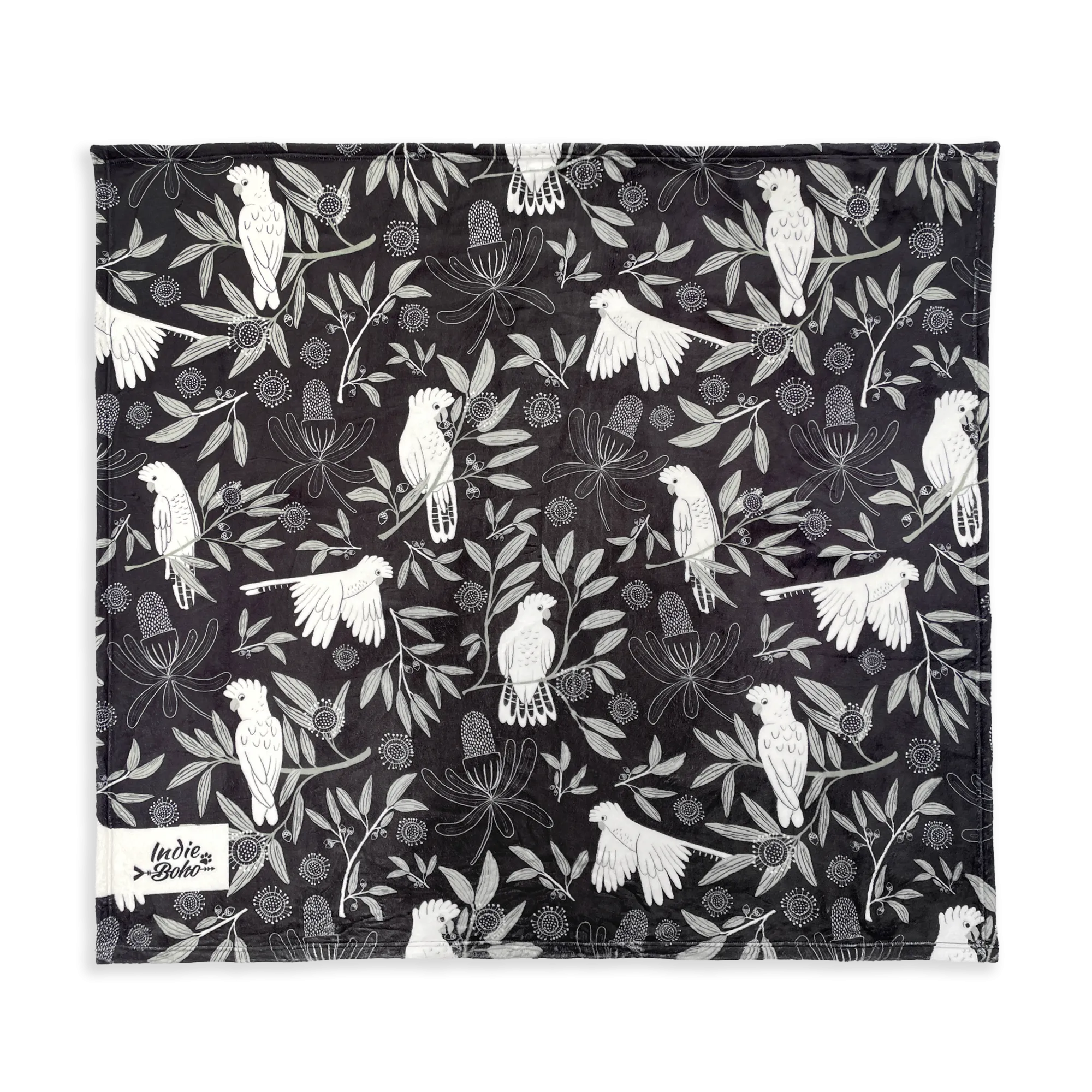 Sunset Cockatoo BLACK - Designer Pet Blanket