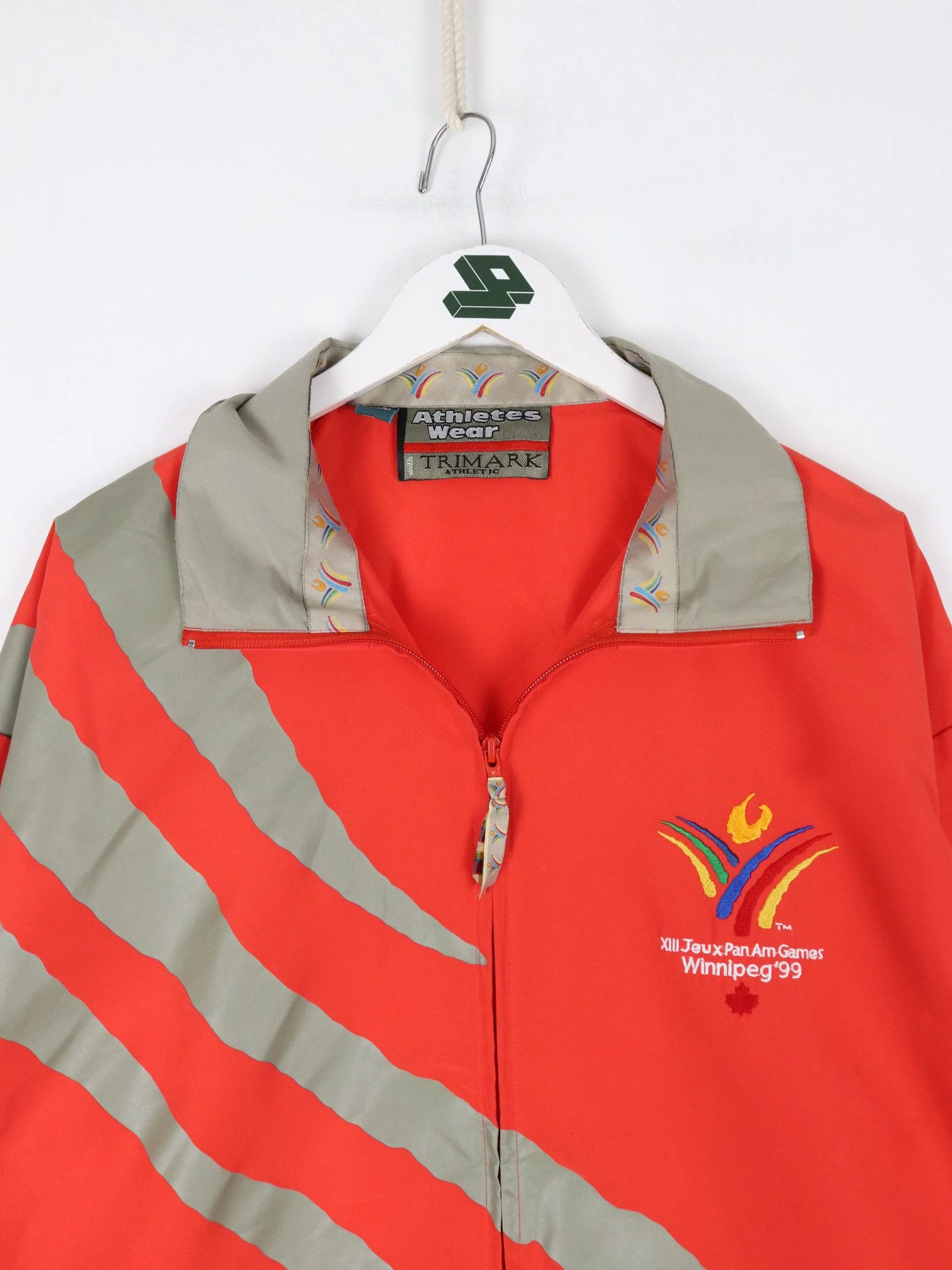 Vintage Pan-Am Games Windbreaker Mens Large Red Jacket