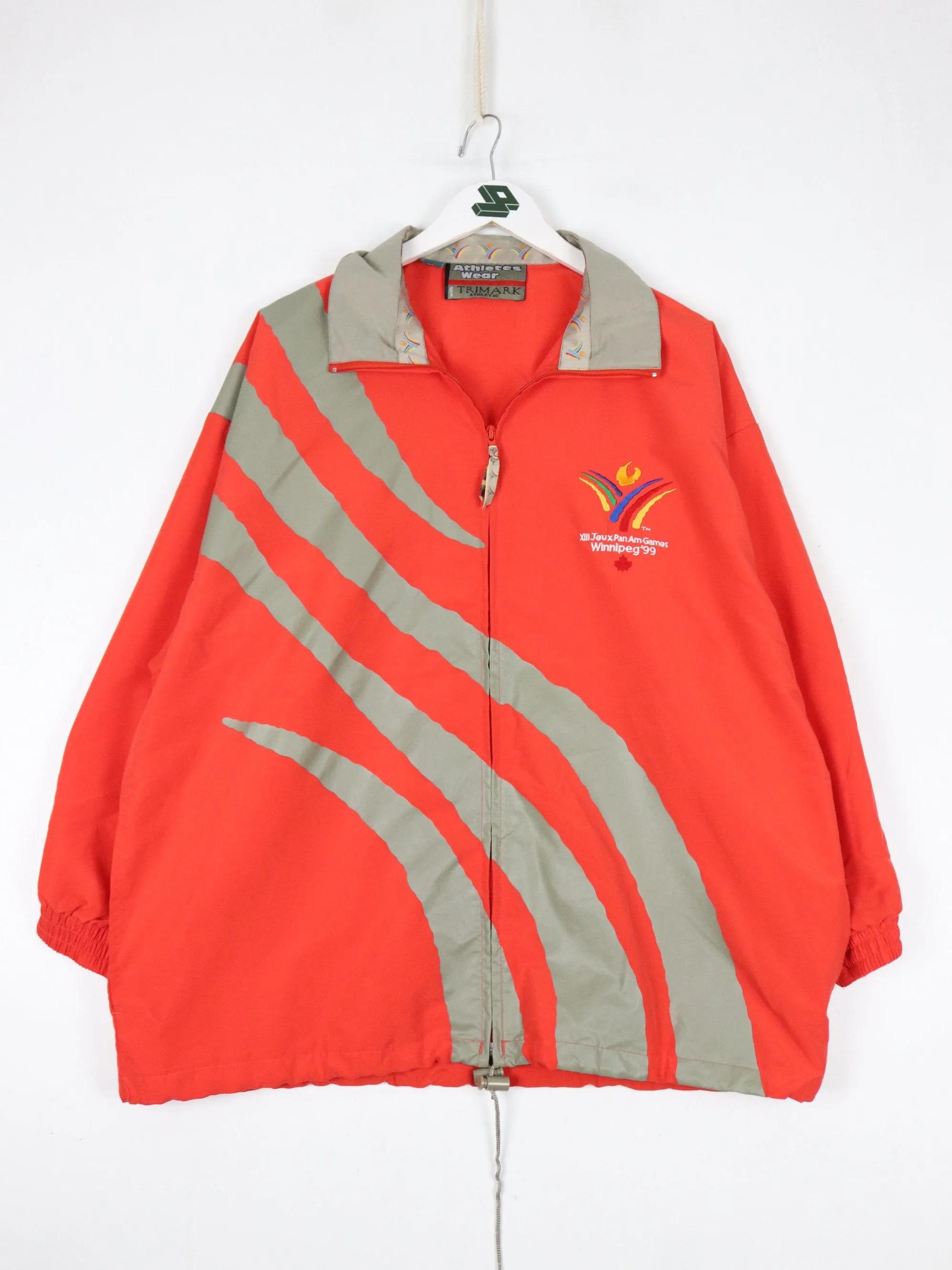 Vintage Pan-Am Games Windbreaker Mens Large Red Jacket