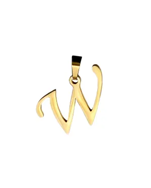 W Gold Initial Dog Charm